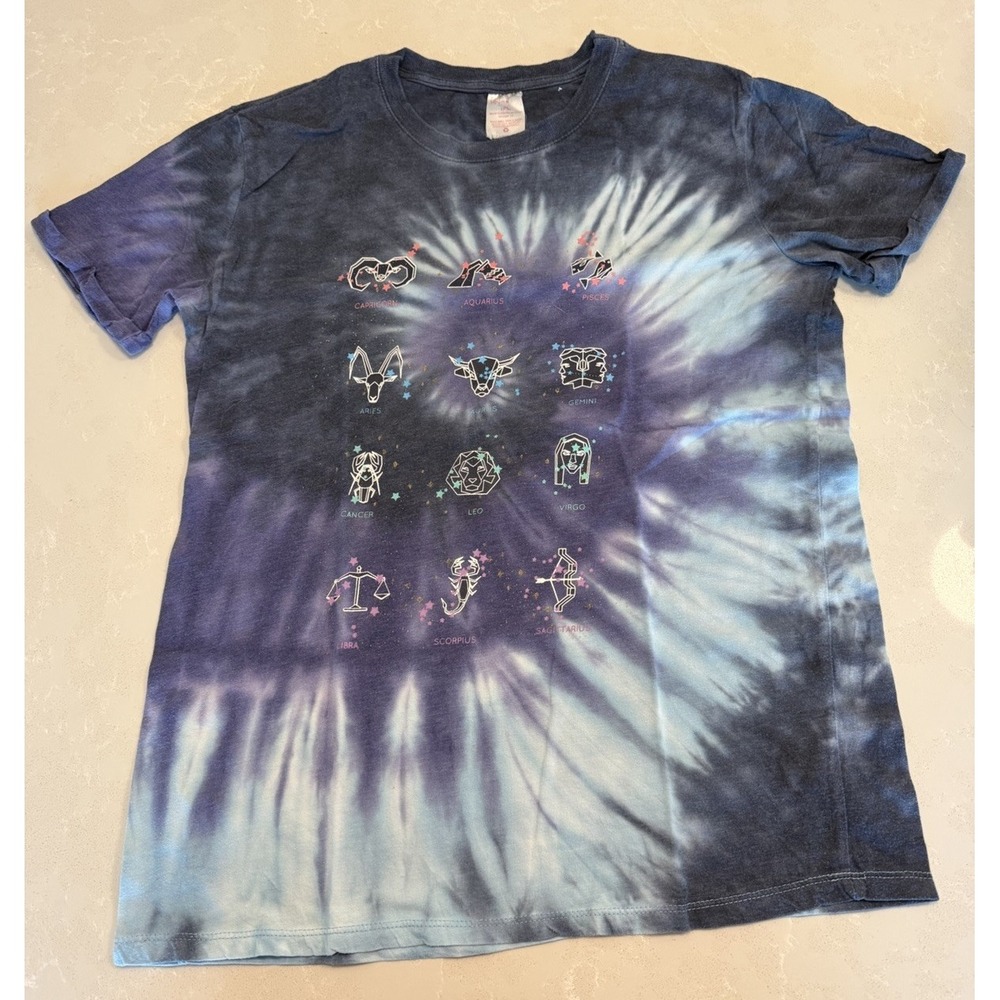 No Boundaries Zodiac Astrology Tie Dye Graphic T-Shirt Juniors M 7-9